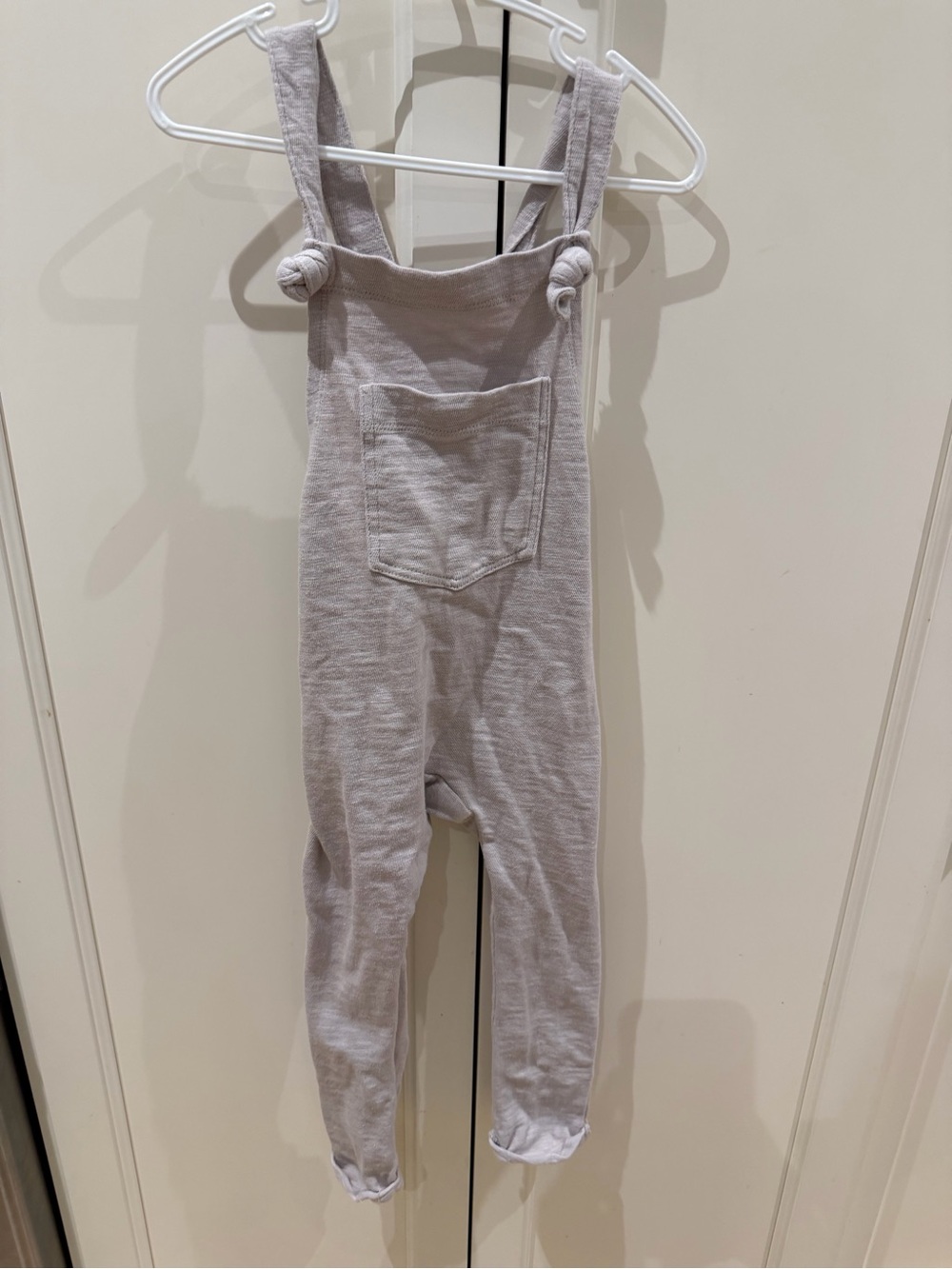 Mini mioche 12-24m Light Gray Kids Knit Overalls - Soft Strap Romper